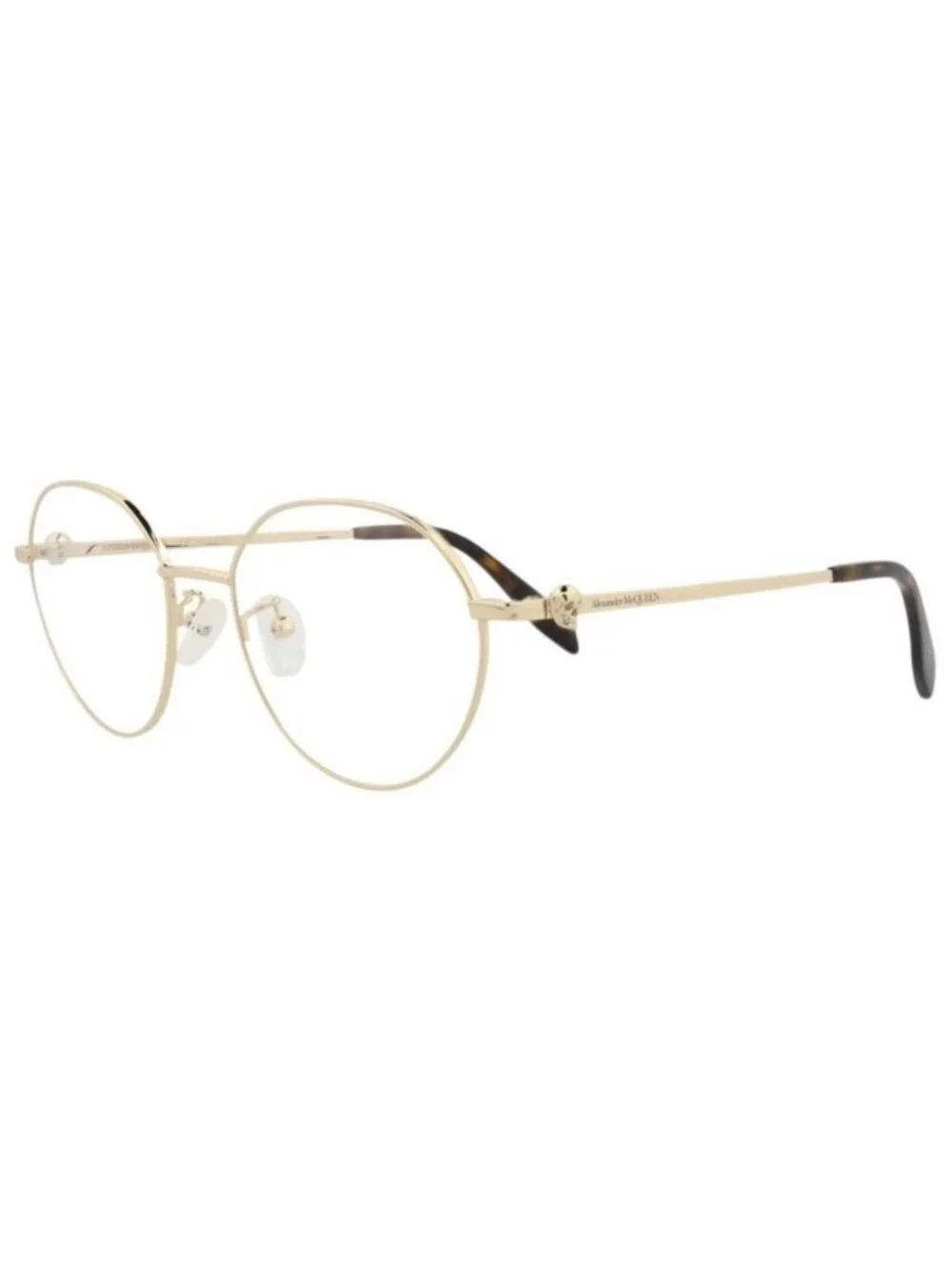 New Alexander McQueen Unisex Round/Oval Gold Gold Transparent Fashion Designer E